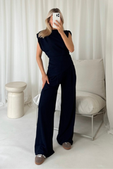 Steph navy sleeveless top and trouser co-ord
