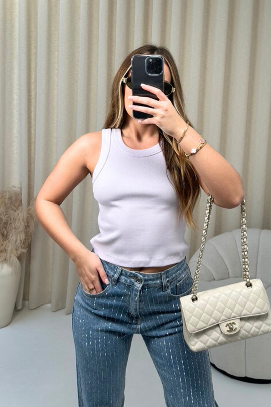 Kelsey lilac heavyweight ribbed racer back vest top