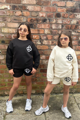 Mini G monogram black embroidered sweater shorts loungewear