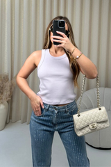 Kelsey Lilac Heavyweight Ribbed Racer Back Vest Top Shirts & Tops