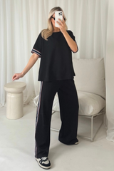 Eva black t-shirt straight leg jogger loungewear