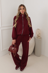 RHODA BURGUNDY SEQUIN ZIP JACKET TROUSER CO-ORD