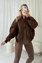 Mel chocolate cargo bomber jacket