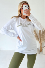 French Riviera khaki embroidered long sleeve t-shirt and leggings
