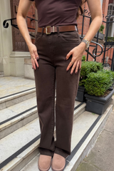 Morgan chocolate straight leg jeans