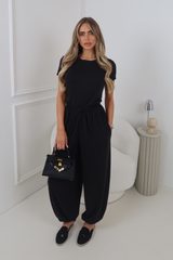 ANNIE BLACK TSHIRT & BALLOON TROUSER RIBBED TWO PIECE SET
