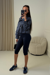 AGNES NAVY HIGH NECK POLKA DOT JACKET