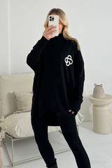 G monogram embroidered black knitted loungewear set