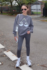 Mini disco cherry steel grey printed sweater