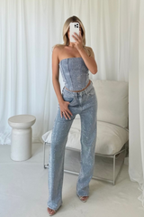 Cassi blue diamante corset