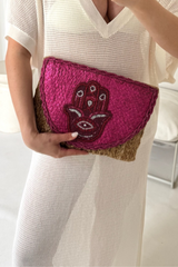 Hamza pink beaded crossbody bag