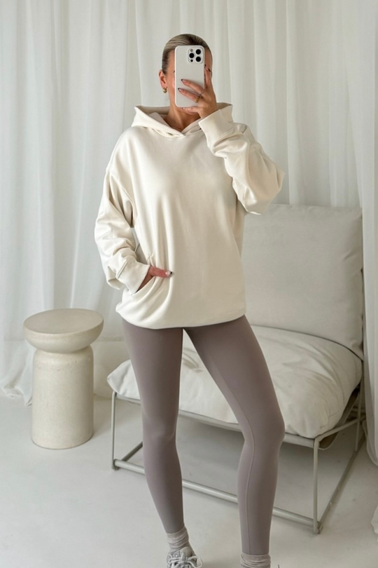 Annie ecru & taupe hoodie and ultimate legging set