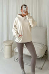 Annie ecru & taupe hoodie and ultimate legging set