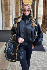 LENORE BLACK LEATHER FOLDED JACKET