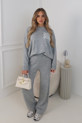 ANAYA GREY KNITTED SWEATER AND STRAIGHT LEG PANTS LOUNGE SET