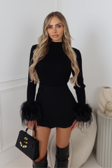 Lara black pleated skirt with built in shorts