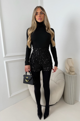 ELIANA BLACK SEQUIN SHORTS