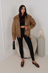 LOUIS CAMEL FAUX SUEDE BOMBER JACKET