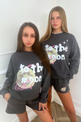 Mini steel grey to the moon printed sweater shorts loungewear