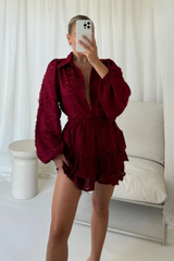 Becky burgundy embroided co-ord