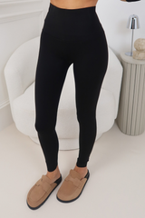 ELLIE BLACK BONED RAW HEM BUTTERY ENERGY LEGGINGS