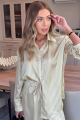 Cara lemon striped satin shirt