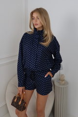 JESSICA NAVY POLKA DOT JACKET & SHORTS SET