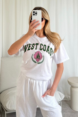 West coast Green & white premium tee