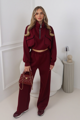 MELODIE BURGUNDY PIPING TRACKSUIT
