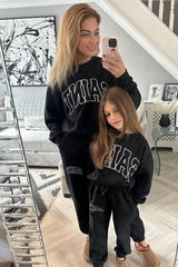 Mini black Saint printed sweater joggers loungewear