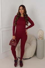 NADINE BURGUNDY LONG SLEEVE LEGGINGS SET