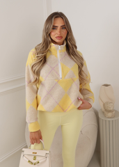 LUCY LEMON ARGYLE 3/4 ZIP JUMPER