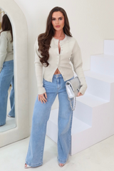 India pistachio structured knit cardigan - Chloe Lauren Collection