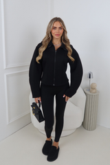 LUELA BLACK BALLOON SLEEVE DEFINE JACKET