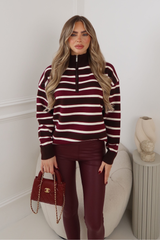 PARKER PINK STRIPED 3/4 ZIP JUMPER