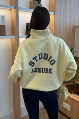 STUDIO LEISURE BUTTER YELLOW PRINTED 3/4 ZIP