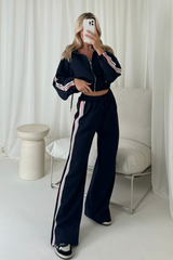 Nova navy striped zip through lounge co ord