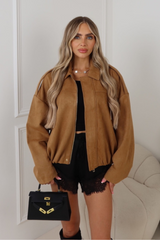 Sally Camel faux suede jacket