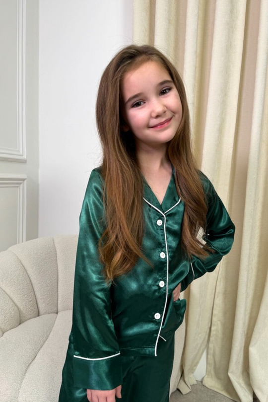 Mini Casey green Satin Pyjamas