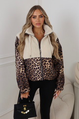 Lacey leopard print zip up fleece