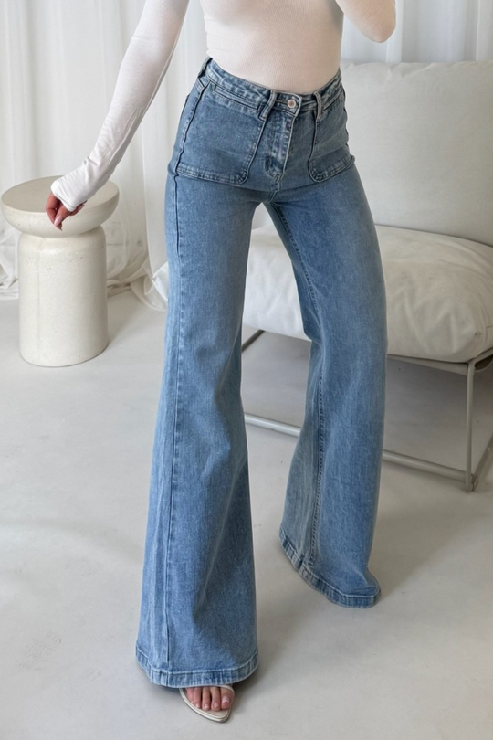 Amie blue denim flared leg jeans - Chloe Lauren Collection