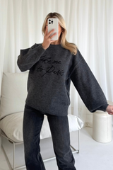 Take me to paris grey knit sweater