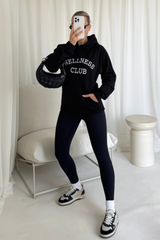 Wellness Club black embroidered hoodie
