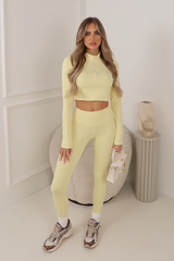 KAYA LEMON ZIP CROP ACTIVEWEAR GYM SET