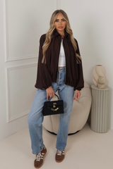 Amelia chocolate drape bomber