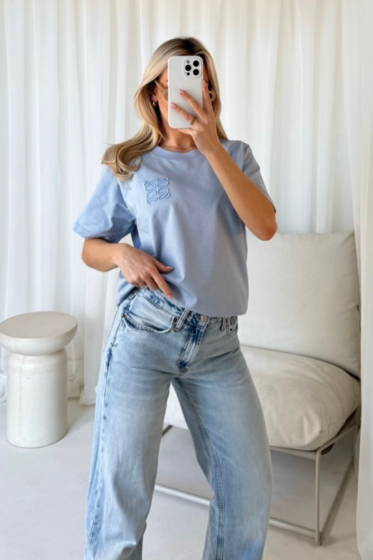 GeGe baby blue embroidered t-shirt