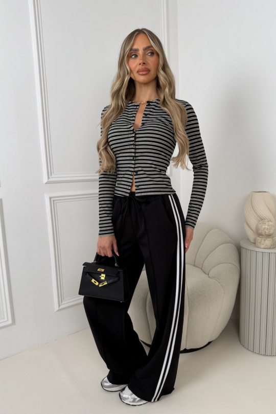 Sasha black stripe joggers