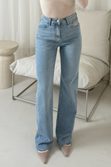 Sandy light blue denim straight leg jeans