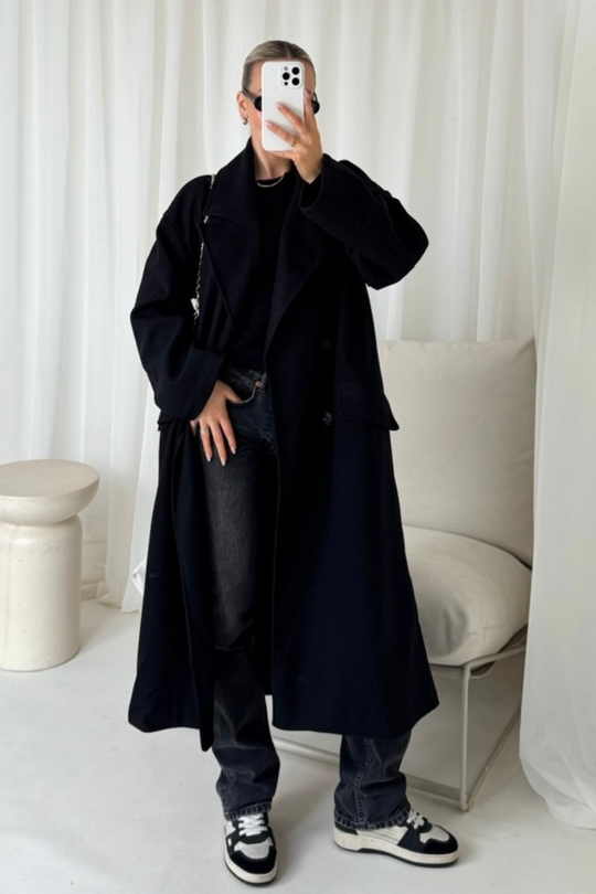 Casey black longline tailored jacket