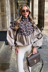 BEA BIEGE LEOPARD PRINT BALLOON SLEEVE JACKET